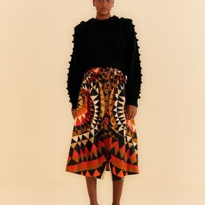 NWT Anthropologie Farm Rio Heart Deco Buttondown Midi Skirt Size Small